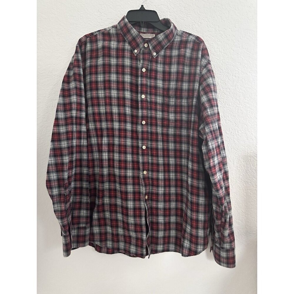 Narragansett Traders Plaid Cotton Red‎ Flannel Shirt Men's XXL L/S Button Up